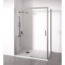 Bellobath - Paroi De Douche D'Angle 1 Coulissante + 2 Fixes - Verre Anti-calcaire - Argent - Largeur Adaptable 115-120x72-75 - Porte Droite - Bricoman