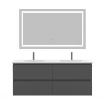 Ensemble Meubles Salle De Bain 120cm Double Vasque + Miroir Anthracite - Ocean - Bricoman