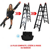 Escabeau Pliant 1m80 + Sac À Outils, Escabeau 5 Marches ,echelle Pliante Aluminium, Echelle Télescopique, Qualité Supérieure, Garantie 5 Ans - 
