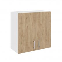 Meuble Haut Haaus Karo, 2 Portes, Bois Naturel/blanc, 60 X 30 X 60 Cm - Bricoman