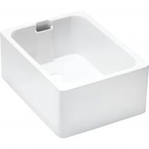 Évier Bac A Laver 1 Bac À Poser Ou À Encastrer Par Dessous 60x46cm Hauteur 25,2cm Trop-plein Intégré Grès Fin Sanindusa Belfast Blanc - Bricoman