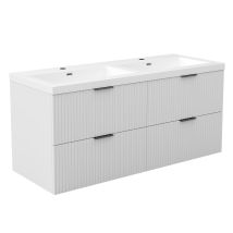 Meubles Salle De Bain 120cm Avec Double Vasque - 4 Tiroirs Blanc - Bricoman