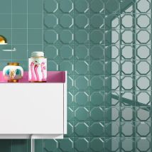 Carrelage Mur Brillant Ceragni Octagon Vert 270 | 15x15 - Tecnomat