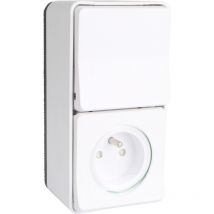 Prise 2p+t + Interrupteur Saillie Ip55 - Mureva - Blanc - Schneider - Bricoman