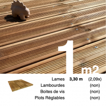 Planches De Terrasse Pin Autoclave Marron Pour 1 M² • Longueur 3,3 M - Bricoman
