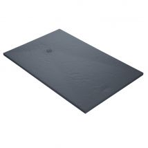 Receveur Résine 100 X 80 Cm Gris Ardoise Imitation Ardoise - Grille Carrée Excentrée - Bricoman