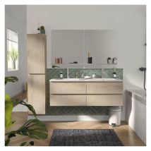 Meuble Double Vasque 120cm Avec Plan Céramique Sorrento Décor Chêne+miroir+co - Bricoman