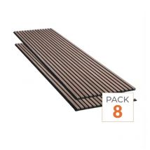 Lot De 8 Panneaux Acoustiques Muraux - Tasseaux Finition Noyer - Fond Noir - 240x60x2,2cm - Silamp - Bricoman