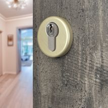 2 Rosaces De Poignée De Porte Rondes Rosa Trou De Cylindre, Aluminium Aspect Doré - Bricoman