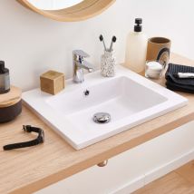 Vasque À Encastrer Rectangule En Résine Blanche 50x40cm - Bricoman