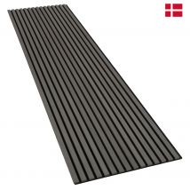 Panneaux Muraux Acoustiques Décoratifs Premium En Placage Bois Véritable, Couleur Chêne Gris Sur Mdf Noir, 240x60 Cm | Nordic Acoustics - Bricoman