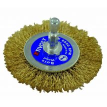 Tivoly • Brosse Circulaire • Fil Acier Laitonné • Ø70mm • Queue Hexagonale • Pour Décapage Du Bois • Pour Décapage Du Cuivre - Bricoman