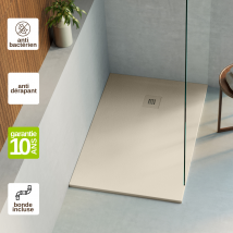 Receveur De Douche 140x90 Extra-plat Beige En Résine Minérale Antidérapant Effet Ardoise - Thor Lavaberg - Bricoman