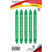 Planche De 5 Marqueurs De Tuyauterie 145 X 14 Mm Pour Ø 6 À 20 Mm - Eau Déminéralisée Chaude - 4702964 - Bricoman