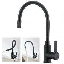 Auralum Max Mitigeur Cuisine Flexible Bec Haut Orientable Librement Mitigeur Évier Flexible Pivotant 360° Robinet Evier Eau Chaude/froide,noir -