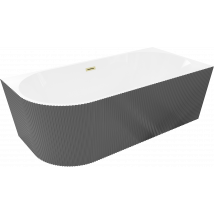 Mexen Silo Baignoire Autoportante D'Angle Droite Rainurée 170 X 80 Cm, Blanc/gris, Trop-plein Or Brossé - 52891708062p-55 - Bricoman