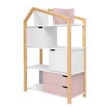 Bibliothèque Maison Phoebe Rose Et Blanc - Bricoman