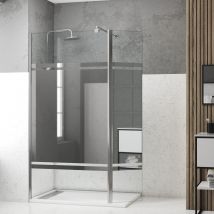 Paroi De Douche Et Volet Pivotant 100+40x200 Cm - Bandeau Miroir - Barre De Fixation Chrome - Bricoman
