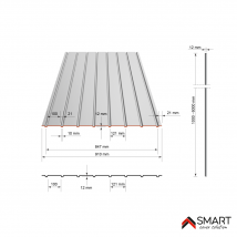 Tôle Bac Acier - Bardage - Plaque H12 Coloris Golden Oak Printech Dimensions 2000x910x0.40mm - Bricoman