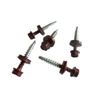 Kit 50 Vis Autoperceuses (4,9x35mm) + 50 Rondelles Étanchéité Panneaux Tuiles - Brun Rouge Mat - Longueur 3.5cm - Bricoman