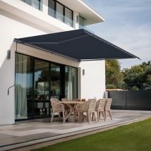 Store Banne Monobloc Vecchio 4m X 3m - Toile Premium 320g/m2 Gris - Bricoman