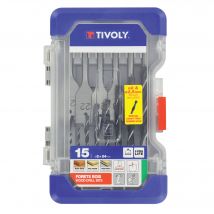 Coffret De 15 Pièces -9 Forets Bois 3 Pointes Ø 2 À 10mm + 6 Méches Bois Plates Ø 14 À 24mm Tivoly - Bricoman