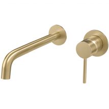 Valaz Robinet De Lavabo Rond Monocommande À Encastrer Avec Bec Fin Et Fixe De 21 Cm En Or Mat Avec Protection Pvd - Série Deva - Bricoman