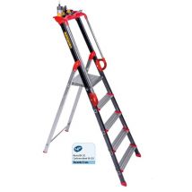 Escabeau 5 Marches Centaure Pro'up, Marchepied En Aluminium Pliable, Sécurisé Avec Rampes, Plateforme 99cm, Hauteur De Travail Max 3m, Garantie 5 Ans 