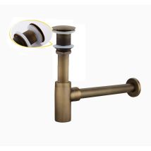 Siphon Lavabo Cylindrique Avec Bonde Sans Trop-plein En Laiton Antique - Tecnomat