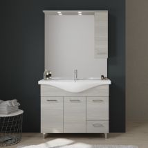 Meuble De Salle De Bains À Poser 105 Cm Avec Portes Lavabo Et Miroir | Rimini - Bricoman