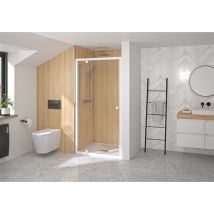 Paroi Douche Porte Pivotante Supra P Profilé Blanc Verre Transparent 120 Cm Kinedo Pa1524btn - Bricoman