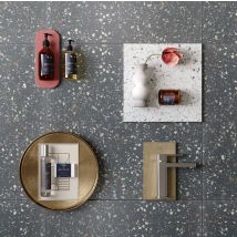 Carrelage Sol/mur Effet Terrazzo Noir Terrazzo Black Mat Int/ext L.120 X L.60 Cm Ceralux - Bricoman