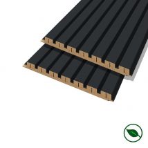 Lot De 2 Demi-panneaux Mural Décoratif Lamelles Mdf Noir Sur Fond Noir 1250 X 287 X 20 Mm-0,72 M2 Pefc 70% - Bricoman
