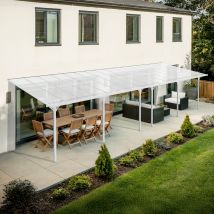 Pergola Adossée Blanc En Aluminium 30 M² - Bricoman