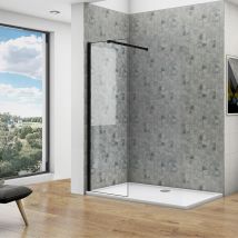 Océan Paroi De Douche Noire 70x200cm Profilé Noir Et 8mm Verre Anti-calcaire, Compris Une Barre De Fixation Extensible - Bricoman