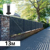Kit Clôture Aluminium Ajourée Sur Muret Olinda Anthracite 12,85x1,2m - Lames Ajourées 21x45x1780 Mm - Brise Vue - Palissade - Bricoman