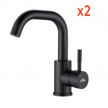 Auralum Max 2cps Robinet Lavabo Noir Avec Barboteur Démotable, Rotation À 360° , Mitigeur Salle Bain En Laiton, Haut De 250mm - Bricoman