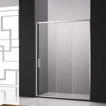 Paroi De Douche Avec 1 Panneau Fixe + 2 Panneaux Coulissants - 140 Cm - Poignée À Gauche - Transparente - Bricoman