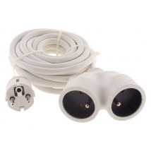 Prolongateur Bi Tête 3g1,5mm² - Blanc 5m - 1 Prise Mâle + 2 Prises Femelle - Blanc - Zenitech - Bricoman