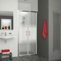 Paroi De Douche 2 Battants Largeur 80cm Hauteur 1,90m Profilé Argent Poli Verre Serigraphié Clean - Bricoman