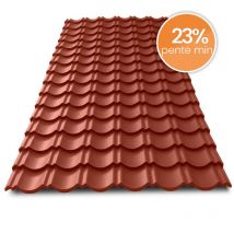 Tôle Imitation Tuile Emboîtable - Bacacier Tuile R Originale | 2070 X 934 Mm - 1.80 M² Brun Mat - Bricoman