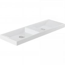 Plan Double Vasque Rectangulaire Céramique Traditionnelle Sanindusa 100x35 Vista Blanc - Bricoman