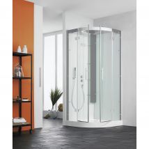 Cabine De Douche Kinedo Horizon 90x90 1/4 De Rond Hauteur Du Receveur De Douche 12,5cm Mitigeur Thermostatique Finition Acier Fabriquée En France - 