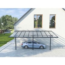 Carport Pergola Adossé En Aluminium 18,8 M² Anthracite - Alvaro - Bricoman