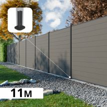 Kit Clôture Composite Rio Platines 11x1,8m - Bois Composite & Aluminium - Poteaux Sur Platines Gris - Brise Vue - Bricoman
