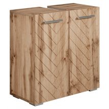 Meuble Bas Pour Lavabo Jupiter 60 X 30 X 60 Cm - Chêne - Chevron - Meuble Vasque Sur Pied - Bricoman
