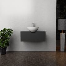 Inda - Meuble De Salle De Bain L.80 Avec Vasque À Poser / Noir Mat 1 Tiroir - Topazio - Bricoman