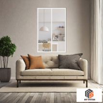 Verriere 2 Grands Carreaux - L X H : 69 X 125 Cm - Laqué Blanc 9003 Granité - Vitrages Inclus - Bricoman