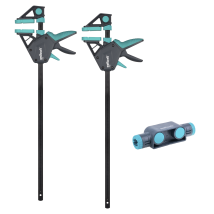 Kit De 2 Serre-joints À Une Main Pro Et Connecteur - Ouverture Jusqu'à 1060 Mm - Force De Serrage Max. 150 Kg - Wolfcraft 8673060 - Tecnomat