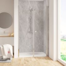 Schulte Porte De Douche Pivotante, 140x200 Cm, Verre 6 Mm, Anticalcaire, Transparent, Aspect Chromé, Ouverture Vers La Droite, Garant - Tecnomat